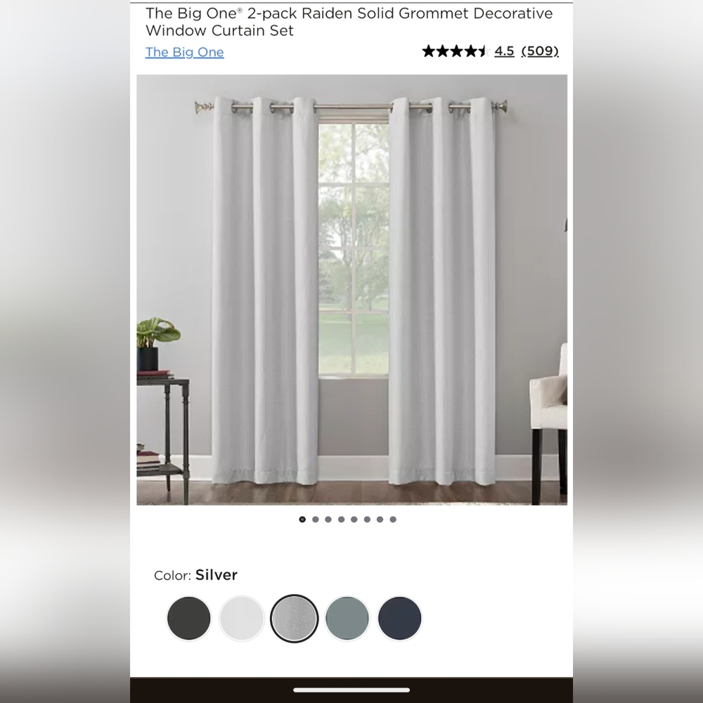 The Big One Silver striped textured blackout curtains 84" (2 panels)